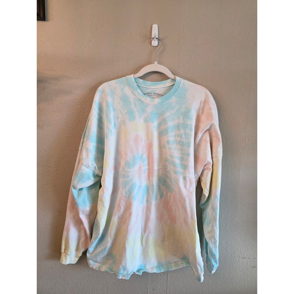 Spirit Jersey Chicago Pastel Tie Dye Long Sleeve Top SZ Large Oversized